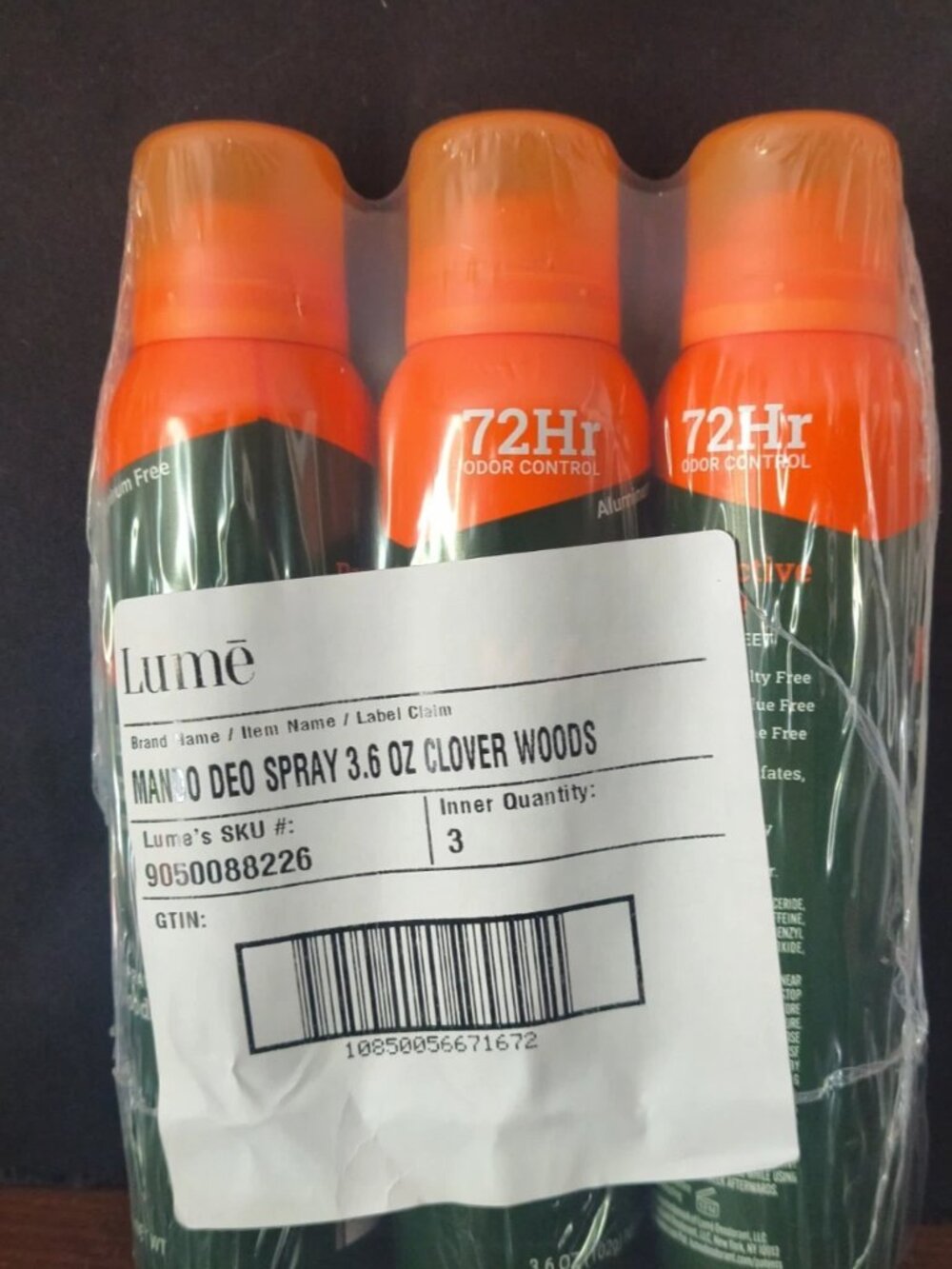 Lot of 3 Mando Whole Body Deodorant Invisible Spray Clover Woods, 3.6 oz Each